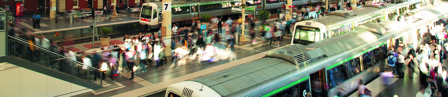 Train in motion at Perth Station 